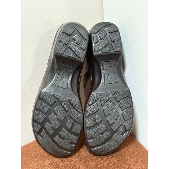 BORN WOMENS BROWN LEATHER SLIP ON CLOGS MULES WEDGE SIZE US 8 EU 39 - Picture 8 of 9